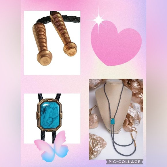 Vintage faux turquoise bolo tie 36" necklace. - Picture 2 of 3